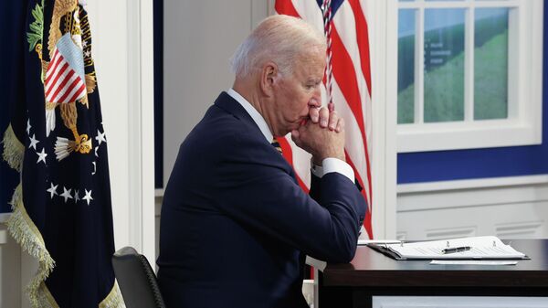 U.S. President Joe Biden participates in a meeting of the Major Economies Forum on Energy and Climate (MEF) on climate change, from an auditorium at the White House in Washington, U.S., September 17, 2021 - Sputnik International