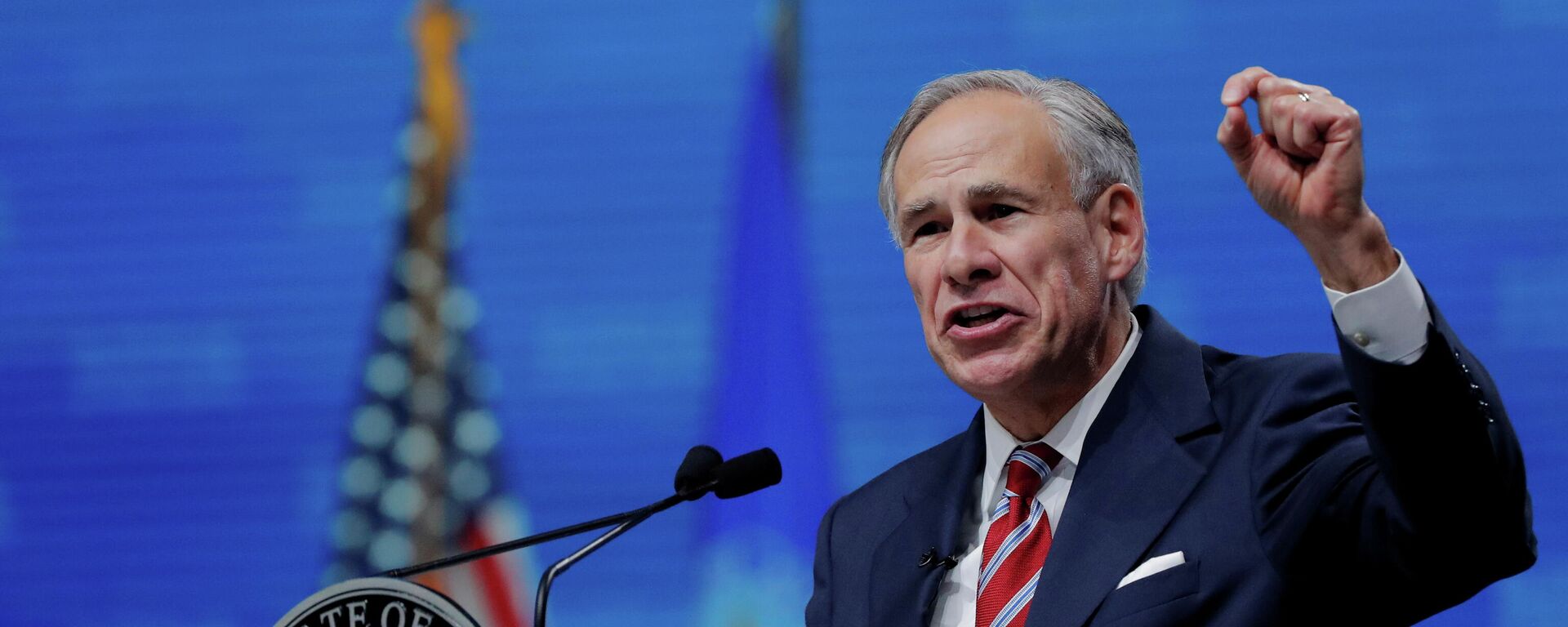 Texas Governor Greg Abbott speaks at the annual National Rifle Association (NRA) convention in Dallas, Texas, U.S., May 4, 2018. - Sputnik International, 1920, 16.10.2021