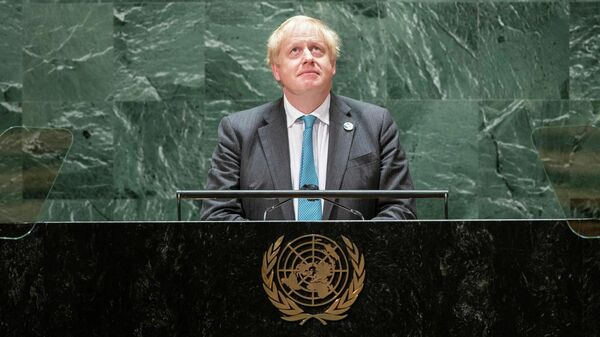 British Prime Minister Boris Johnson addresses the 76th Session of the U.N. General Assembly in New York City, U.S., September 22, 2021 - Sputnik International