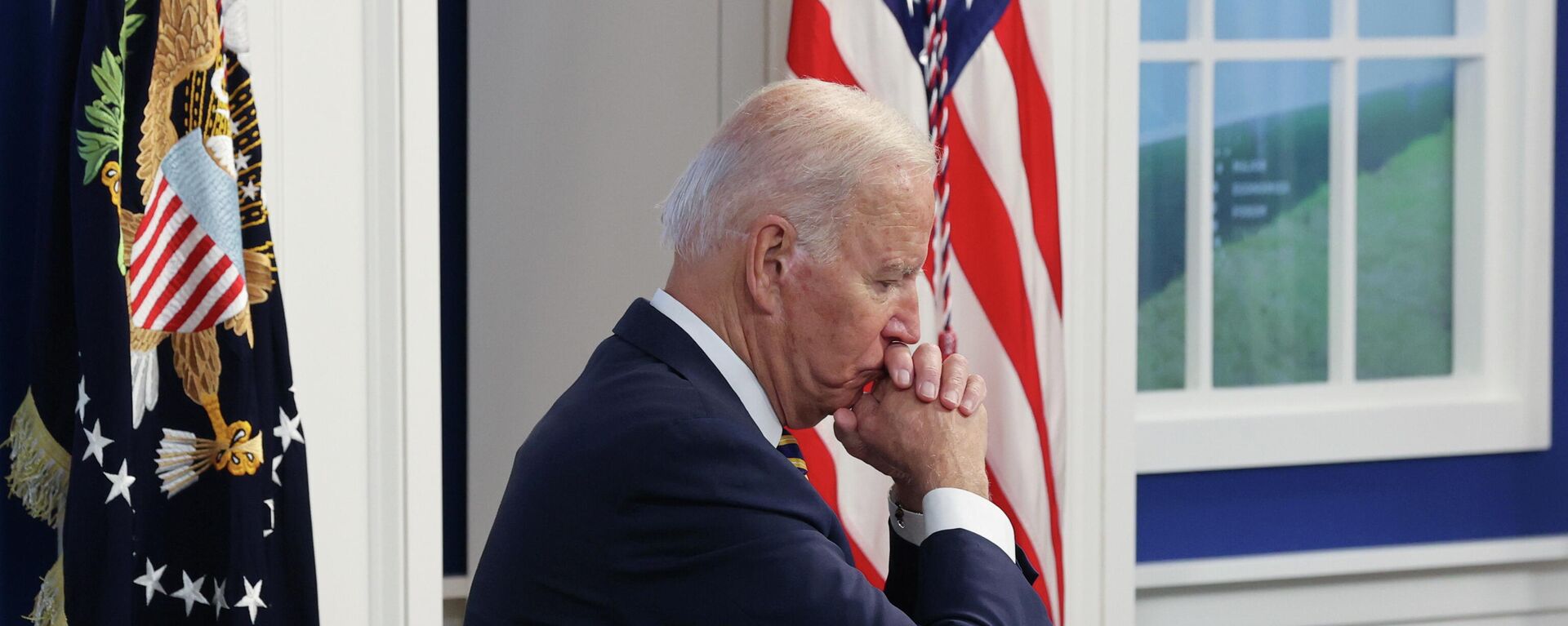 U.S. President Joe Biden participates in a meeting of the Major Economies Forum on Energy and Climate (MEF) on climate change, from an auditorium at the White House in Washington, U.S., September 17, 2021 - Sputnik International, 1920, 28.09.2021