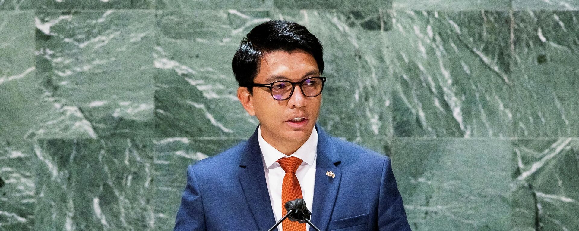 Madagascar’s President Andry Nirina Rajoelina addresses the General Debate of the 76th Session of the United Nations General Assembly in New York City, U.S., September 22, 2021. - Sputnik International, 1920, 24.09.2021