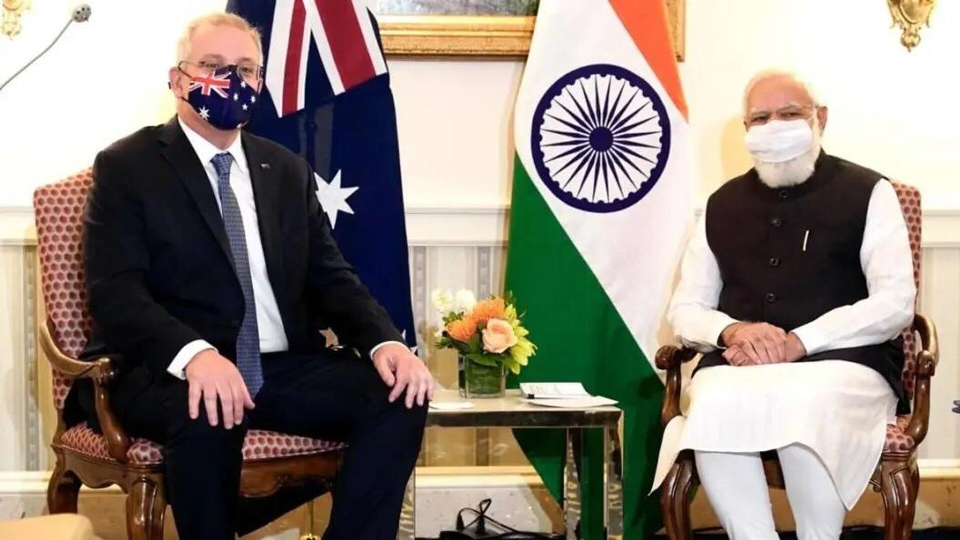 Prime Minister Narendra Modi and Australian PM Scott Morrison hold a bilateral meeting in Washington DC | Photo: ANI - Sputnik International, 1920, 24.09.2021