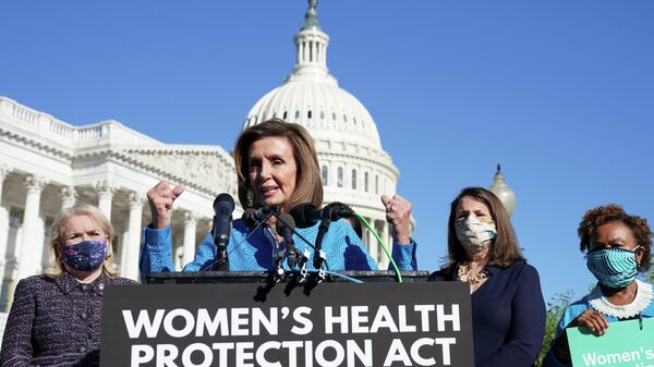 House Speaker Nancy Pelosi (D-CA) speaks during a news conference about the House vote on H.R. 3755, the Women's Health Protection Act legislation to establish a federally protected right to abortion access at the Capitol in Washington, U.S., September 24, 2021 - Sputnik International
