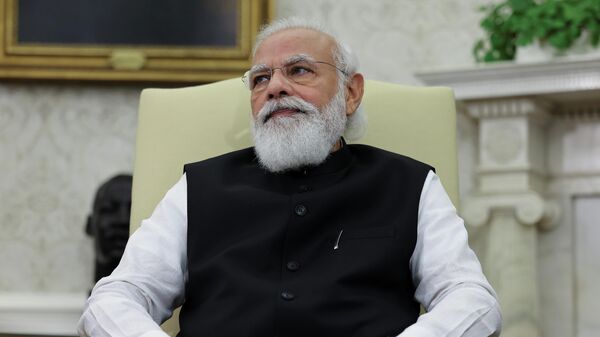 India's Prime Minister Narendra Modi participates in a bilateral meeting with U.S. President Joe Biden in the Oval Office at the White House in Washington, U.S., September 24, 2021.  - Sputnik International