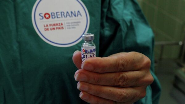 A nurse shows a dose of the Soberana-02 COVID-19 vaccine to be used in a volunteer as part of Phase III trials of the experimental Cuban vaccine candidate, amid concerns about the spread of the coronavirus disease (COVID-19), in Havana, Cuba, March 31, 2021. - Sputnik International