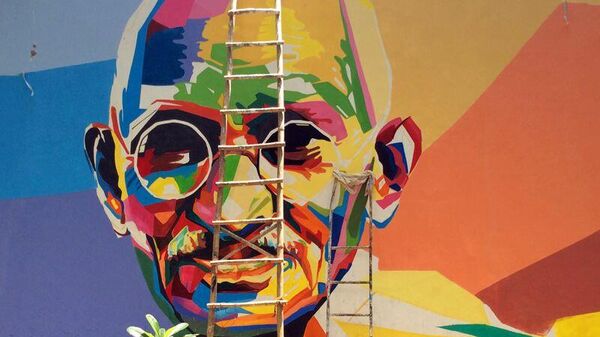 Graffitti depicting Mahatma Gandhi - Sputnik International