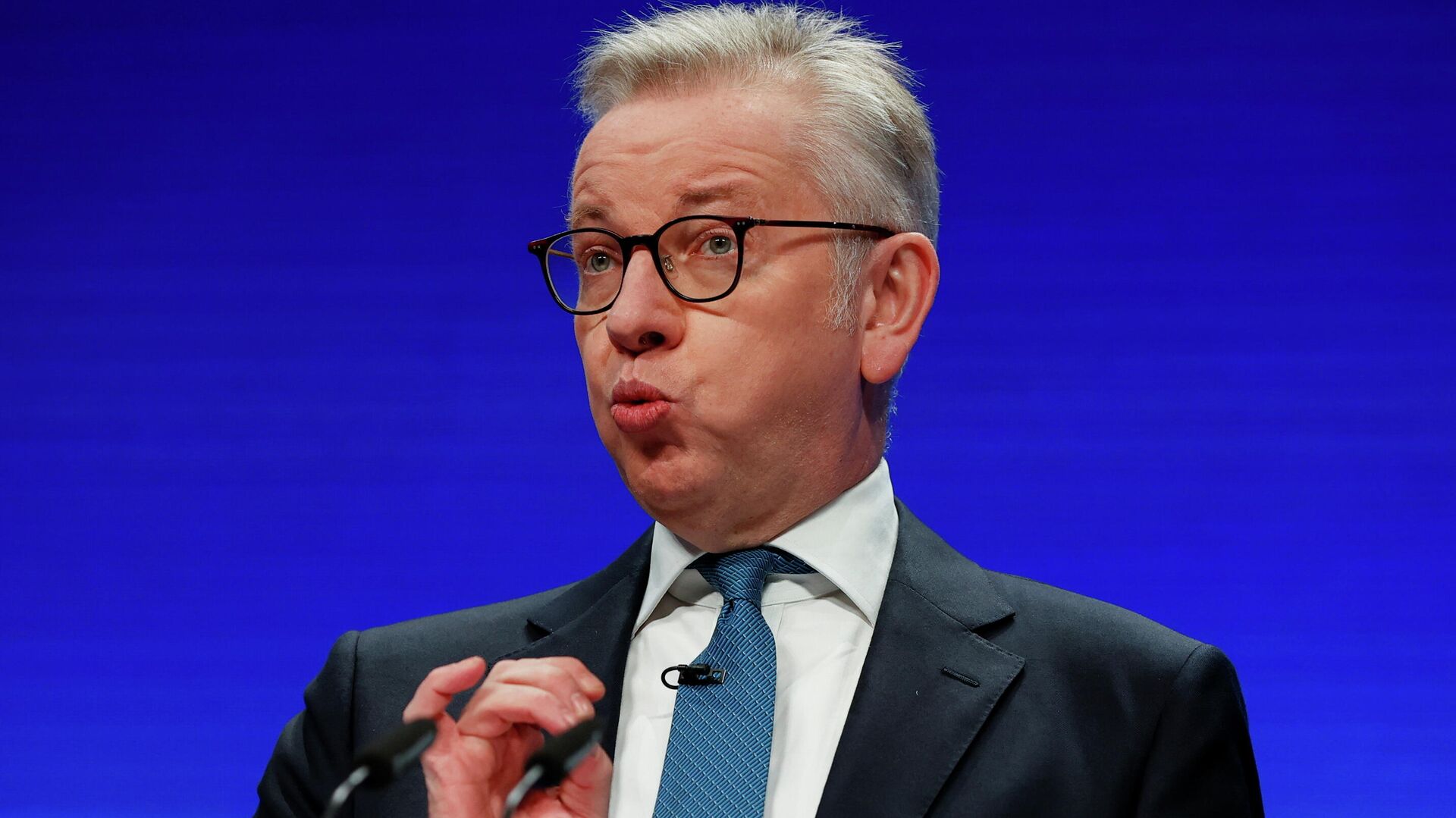 Britain's Housing Secretary Michael Gove delivers a speech during the annual Conservative Party conference, in Manchester, Britain, October 4, 2021. - Sputnik International, 1920, 06.10.2021