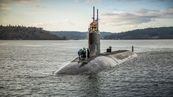 The Seawolf-class fast-attack submarine USS Connecticut (SSN 22) departs Puget Sound Naval Shipyard for sea trials following a maintenance availability - Sputnik International