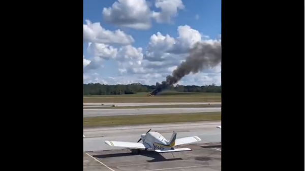 A screenshot from social media video of a Cessna plane crash in Georgia on October 8, 2021 - Sputnik International