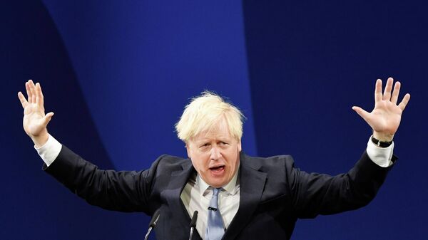 Britain's Prime Minister Boris Johnson speaks during the annual Conservative Party Conference, in Manchester, Britain, October 6, 2021. - Sputnik International
