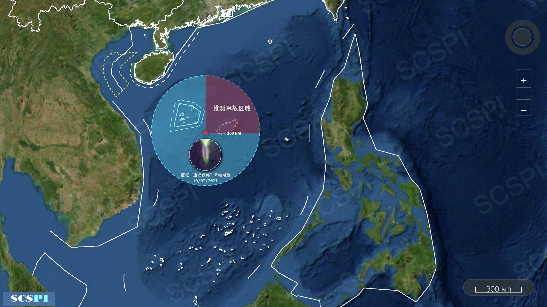 If this is. It's not hard to figure out the general area of the accident. Whether USS Connecticut was assigned to guard the USS Carl Vinson or to spy on PLA's SSBNs, there's a lot of potential in this triangle area of Hainan Island, the Paracel Islands and Bashi Channel. - Sputnik International, 1920, 14.10.2021