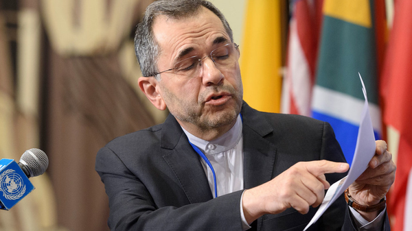 Majid Takht Ravanchi, Permanent Representative of the Islamic Republic of Iran to the UN, briefs journalists during Security Council consultations on the situation in the Middle East, specifically concerning Iran. (24 June 2019) - Sputnik International