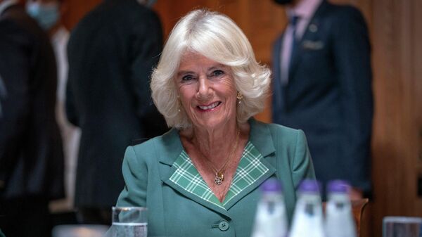 Britain's Camilla, Duchess of Cornwall gestures during a Women in Journalism mentoring session and panel discussion at Dumfries House in Cumnock, Ayrshire in Scotland on September 9, 2021 - Sputnik International