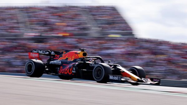 Formula One F1 - United States Grand Prix - Circuit of the Americas, Austin, Texas, U.S. - October 24, 2021 Red Bull's Max Verstappen during the race - Sputnik International