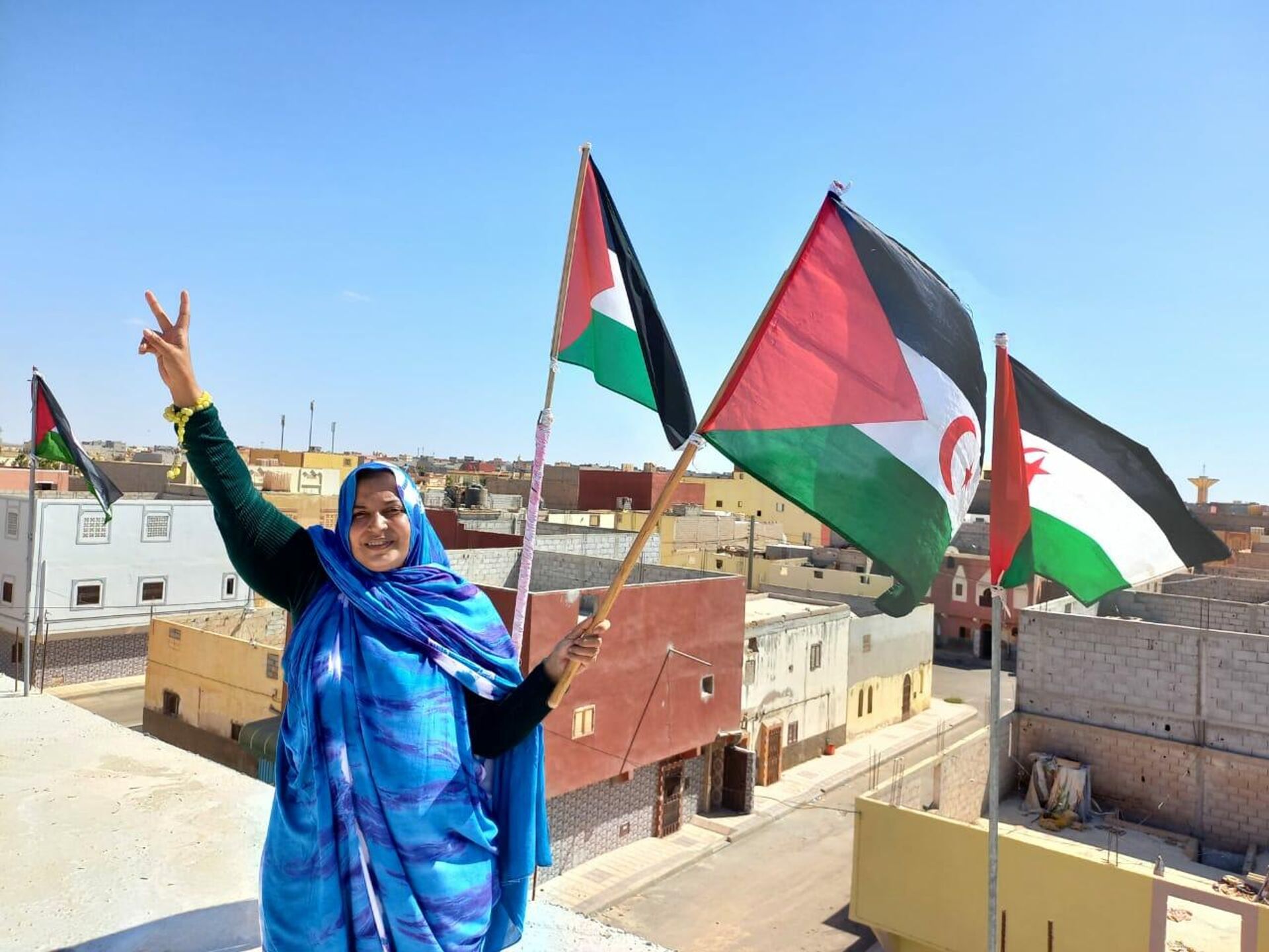 Sultana Khayya, President of the Sahrawi Association for the Defense of Human Rights and the Protection of Natural Resources, on the roof of her home in Boujdour, Western Sahara, where she has been under house arrest since November 2020. - Sputnik International, 1920, 03.08.2022