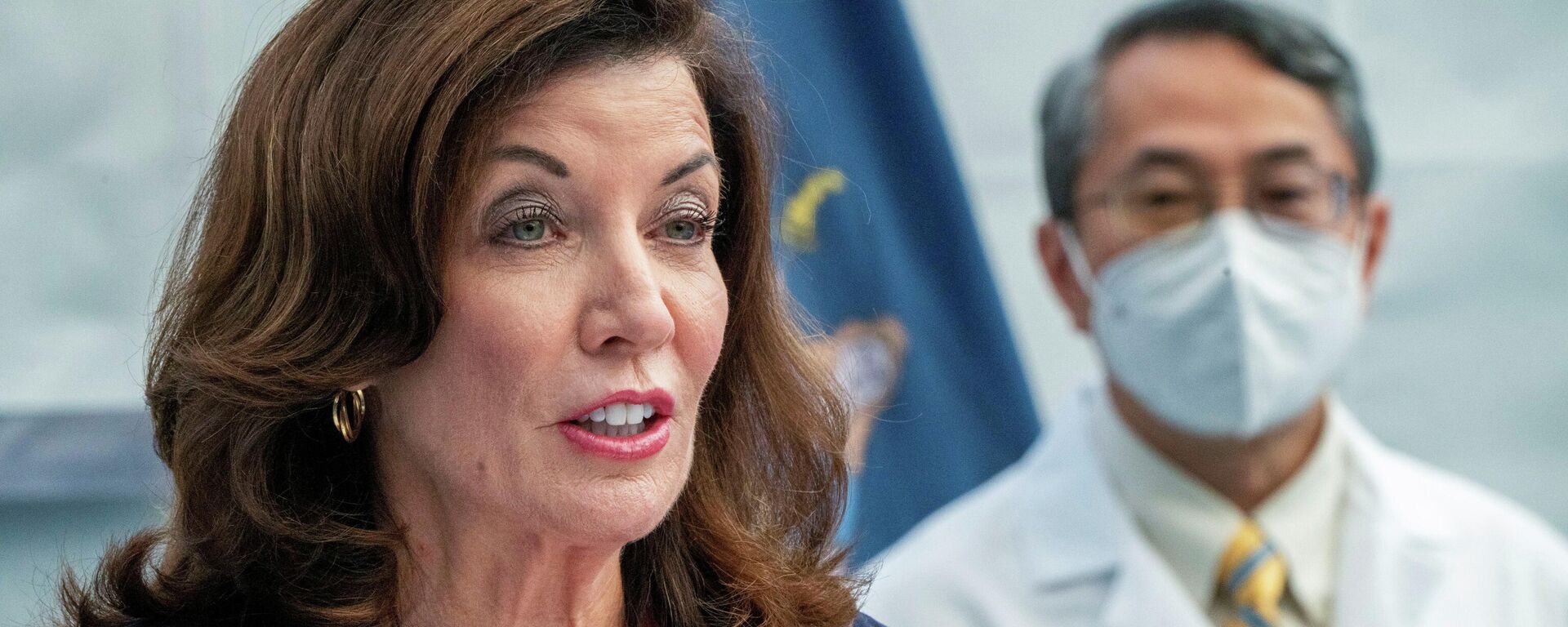 New York State Governor Kathy Hochul speaks during a news conference about the coronavirus disease (COVID-19) vaccination mandate for healthcare workers, in New York City, U.S., September 27, 2021 - Sputnik International, 1920, 26.10.2021