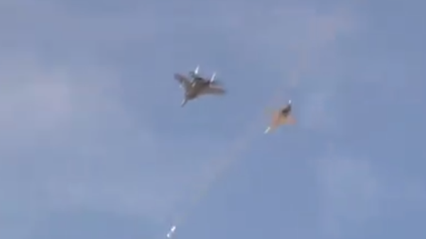 An Iranian Air Force F-5 Tiger fires an aerial target for the MiG-29 to intercept - Sputnik International