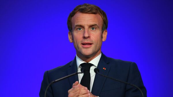 France's President Emmanuel Macron presents his national statement as a part of the World Leaders' Summit at the UN Climate Change Conference (COP26) in Glasgow, Scotland, Britain November 1, 2021 - Sputnik International