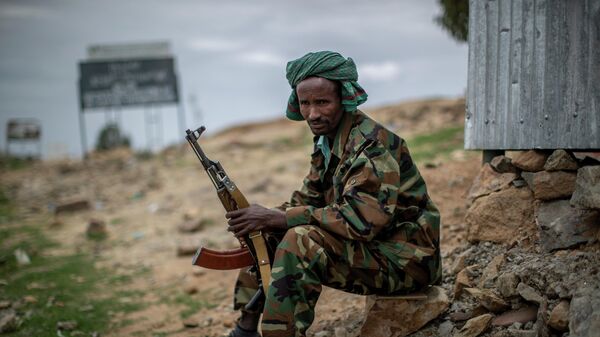 A fighter loyal to the Tigray People's Liberation Front (TPLF) mans a guard post in northern Ethiopia - Sputnik International