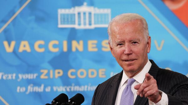 U.S. President Joe Biden delivers remarks on the authorization of the coronavirus disease (COVID-19) vaccine for kids ages 5 to 11, during a speech in the Eisenhower Executive Office Building’s South Court Auditorium at the White House in Washington, U.S., November 3, 2021 - Sputnik International