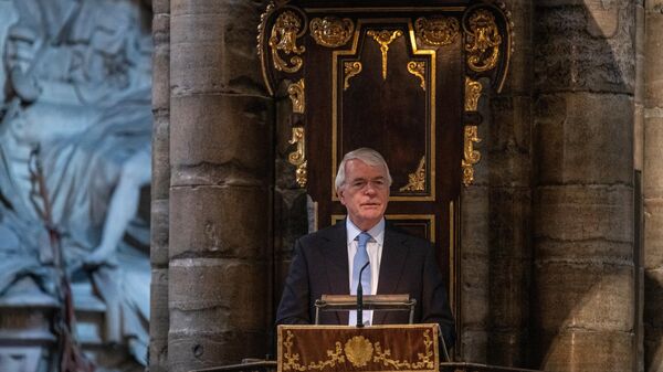 Former Prime Minister John Major addresses a Service of Thanksgiving for the life and work of Paddy Ashdown, former leader of the Liberal Democrats at Westminster Abbey in central London on September 10, 2019. - Sputnik International