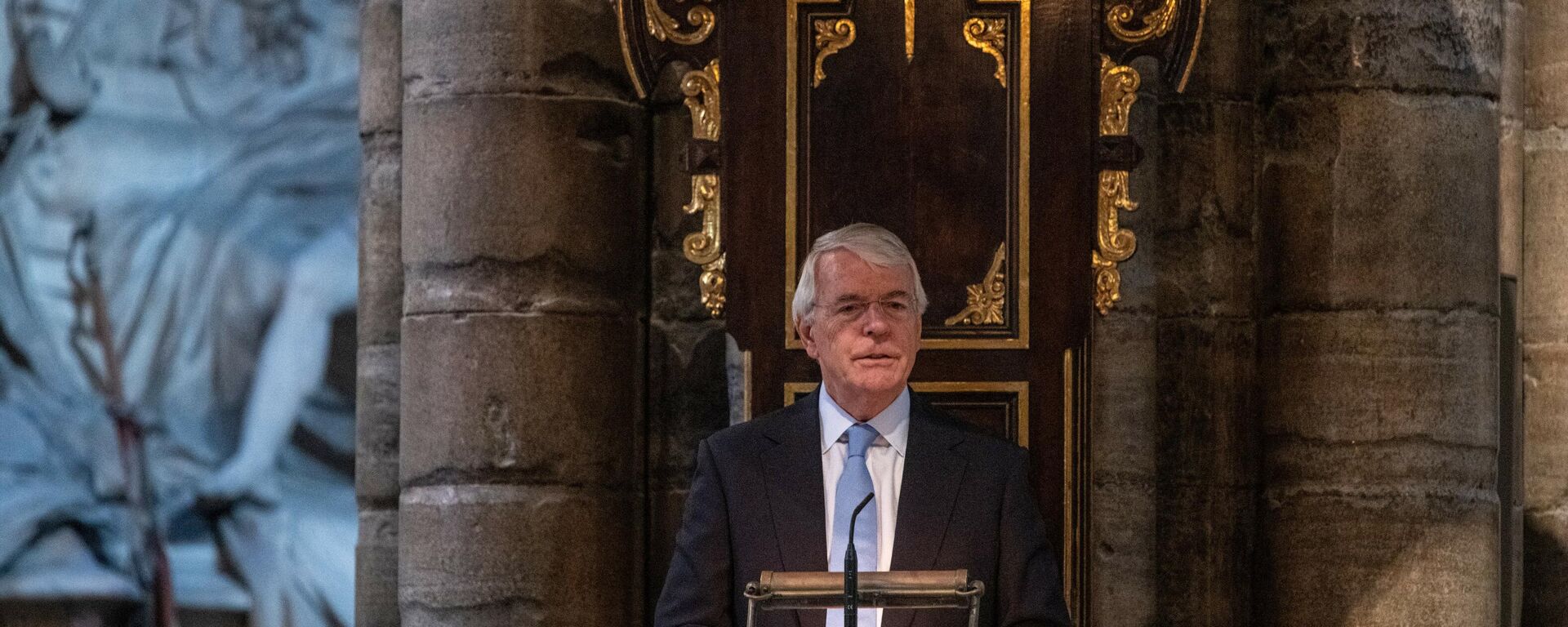 Former Prime Minister John Major addresses a Service of Thanksgiving for the life and work of Paddy Ashdown, former leader of the Liberal Democrats at Westminster Abbey in central London on September 10, 2019. - Sputnik International, 1920, 06.11.2021