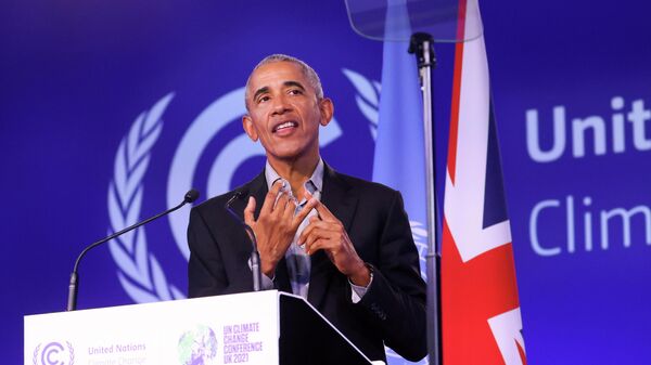 U.S. former President Barack Obama gives a speech during the UN Climate Change Conference (COP26), in Glasgow - Sputnik International