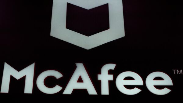 In this file photo taken on February 25, 2019 The McAfee logo is displayed at the Mobile World Congress (MWC) in Barcelona on February 25, 2019. - Sputnik International