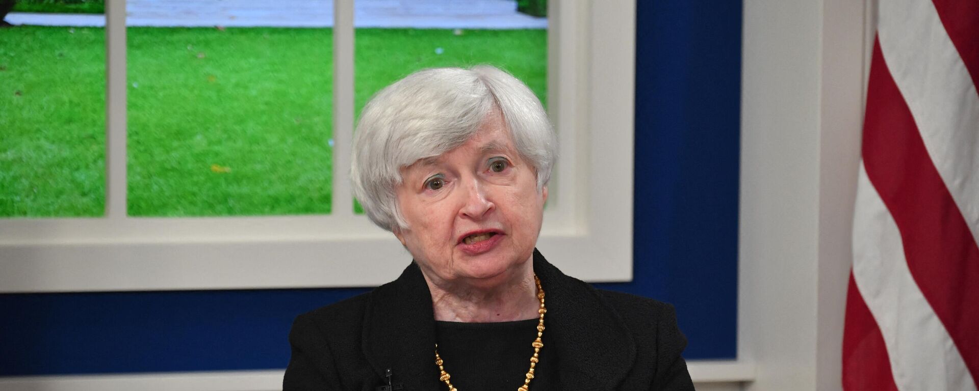 US Treasury Secretary Janet Yellen speaks during a meeting with business leaders and CEOs on the need to address the debt limit, on October 6, 2021, in the South Auditorium of the White House in Washington, DC. - Sputnik International, 1920, 20.01.2022