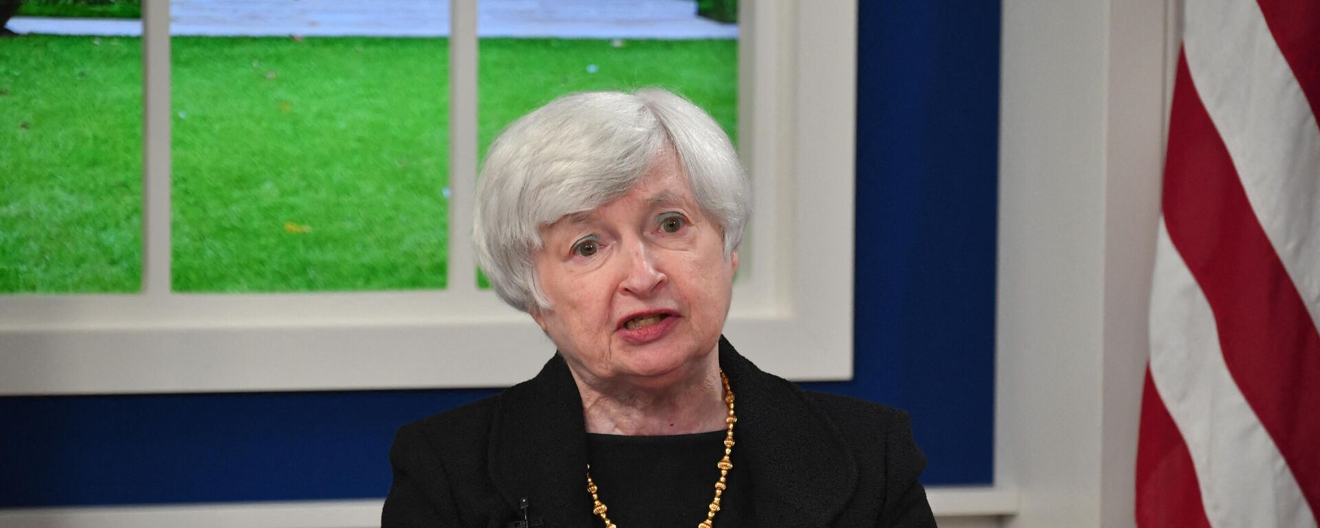 US Treasury Secretary Janet Yellen speaks during a meeting with business leaders and CEOs on the need to address the debt limit, on October 6, 2021, in the South Auditorium of the White House in Washington, DC. - Sputnik International, 1920, 01.06.2022