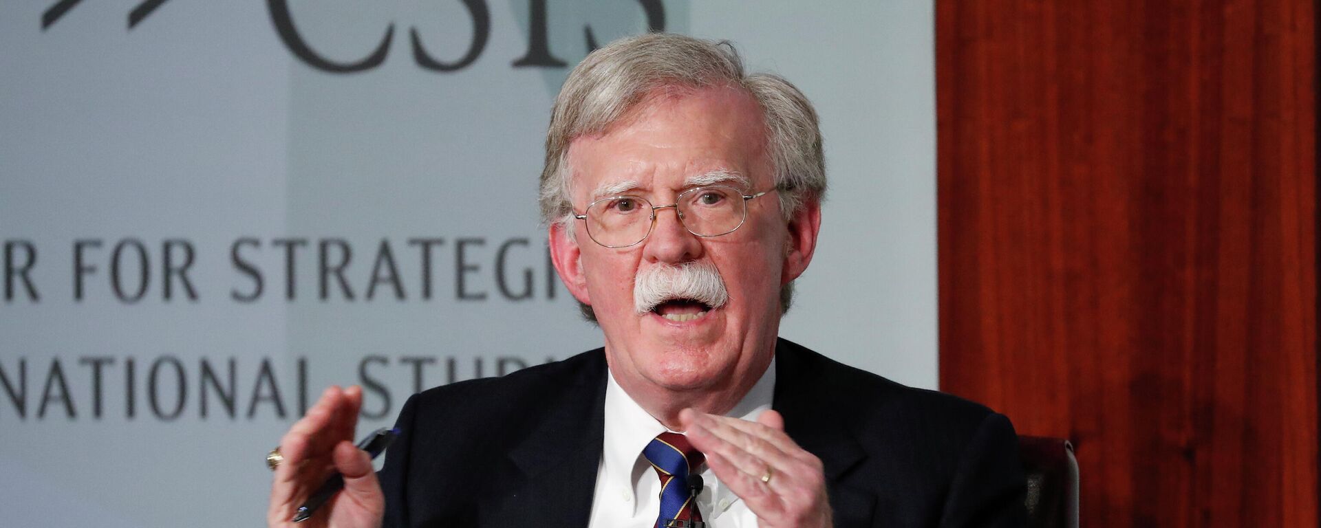 In this Sept. 30, 2019, file photo, former National security adviser John Bolton gestures while speakings at the Center for Strategic and International Studies in Washington. - Sputnik International, 1920, 24.02.2023