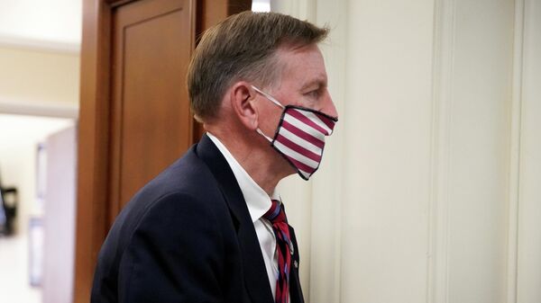 U.S. Representative Paul Gosar (R-AZ) leaves his office as the House of Representatives moved towards a vote on a resolution to censure him and strip him of two congressional committee assignments over an anime video that depicted him killing progressive Democrat Alexandra Ocasio-Cortez and swinging two swords at President Joe Biden, on Capitol Hill in Washington, U.S., November 17, 2021. - Sputnik International
