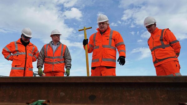 Britain's Prime Minister Boris Johnson visits the Network Rail hub in Selby, Yorkshire - Sputnik International