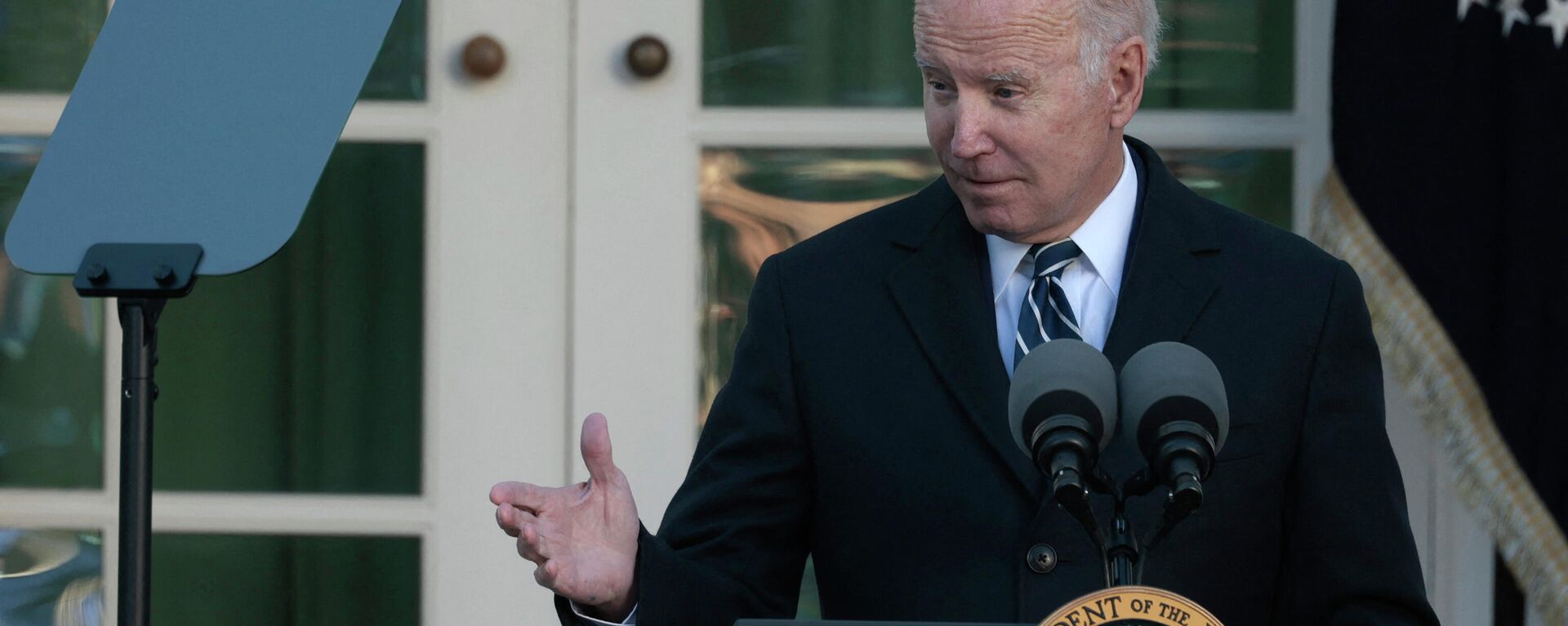 U.S. President Joe Biden gives remarks during the 74th annual Thanksgiving turkey pardoning in the Rose Garden of the White House on November 19, 2021 in Washington, DC. - Sputnik International, 1920, 21.11.2021