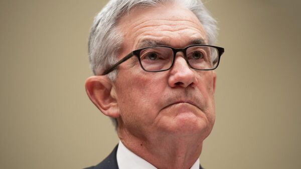 In this file photo taken on June 22, 2021 Federal Reserve Board Chairman Jerome Powell testifies on the Federal Reserve's response to the coronavirus pandemic during a House Oversight and Reform Select Subcommittee hearing on Capitol Hill in Washington, DC.  - Sputnik International