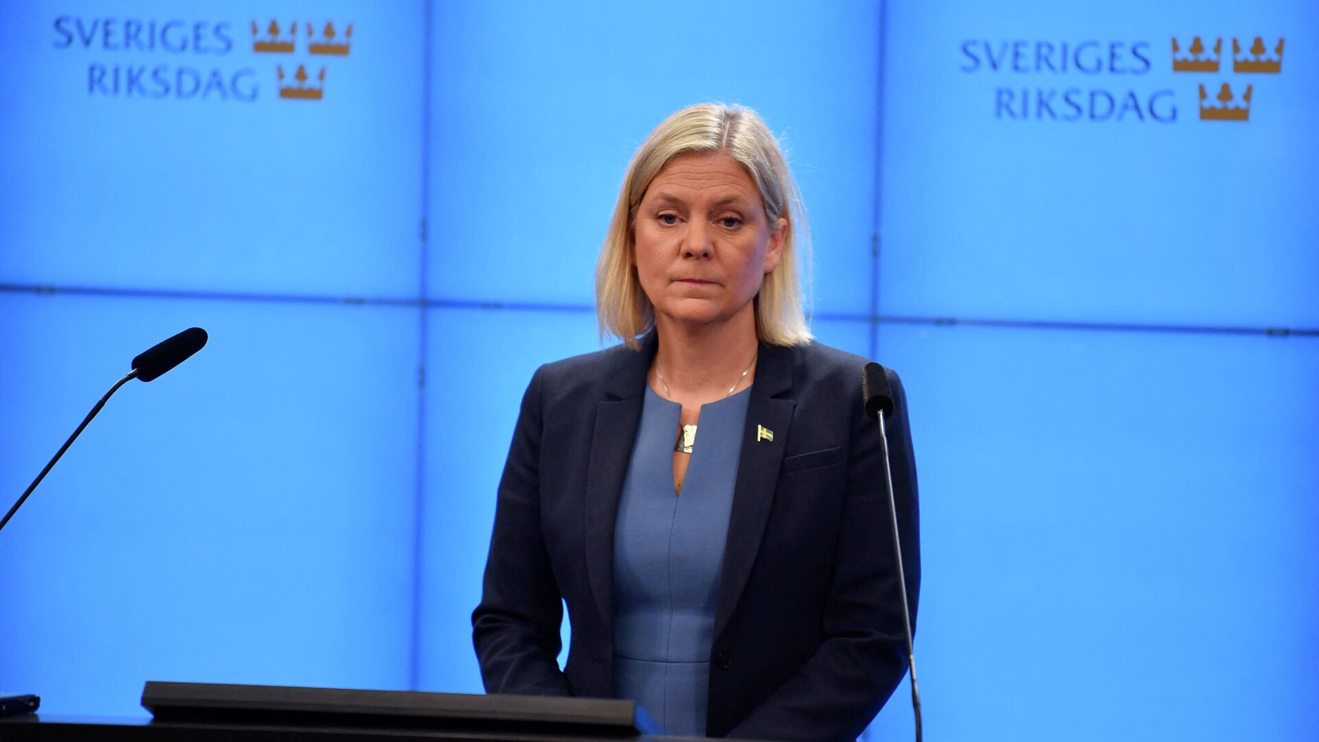 Sweden's Prime Minister-elect Magdalena Andersson addresses a press conference after the budget vote in the Swedish parliament on November 24, 2021.  - Sputnik International, 1920, 09.03.2022