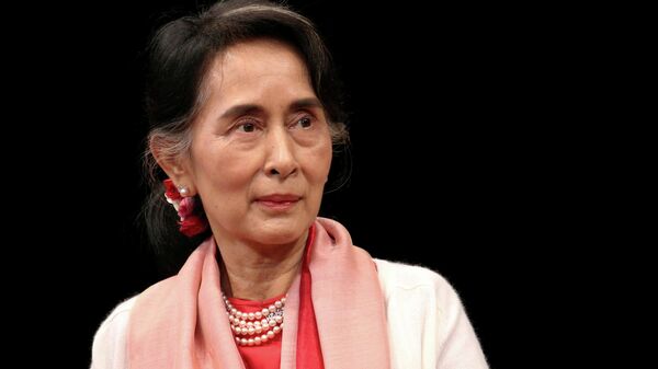 Myanmar's Minister of Foreign Affairs Aung San Suu Kyi speaks during an event at the Asia Society Policy Institute in New York City, U.S. September 21, 2016. - Sputnik International