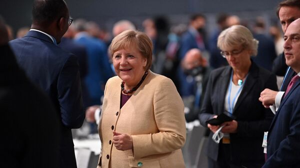 Germany's Chancellor Angela Merkel waits for the start of the opening ceremony at the COP26 UN Climate Change Conference in Glasgow, Scotland on November 1, 2021. - Sputnik International