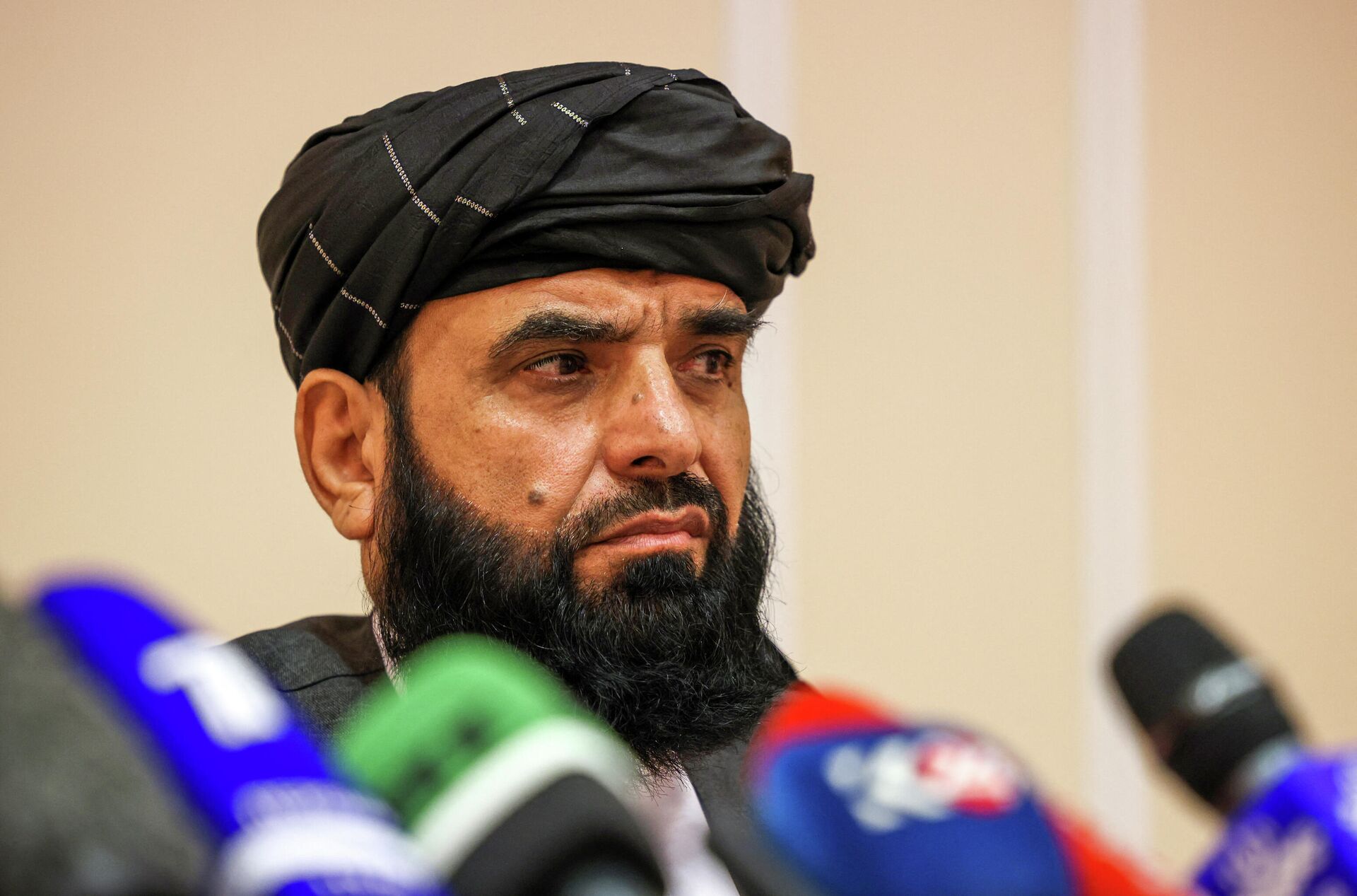 Taliban negotiator Suhail Shaheen attends a press conference in Moscow on July 9, 2021 - Sputnik International, 1920, 23.12.2021