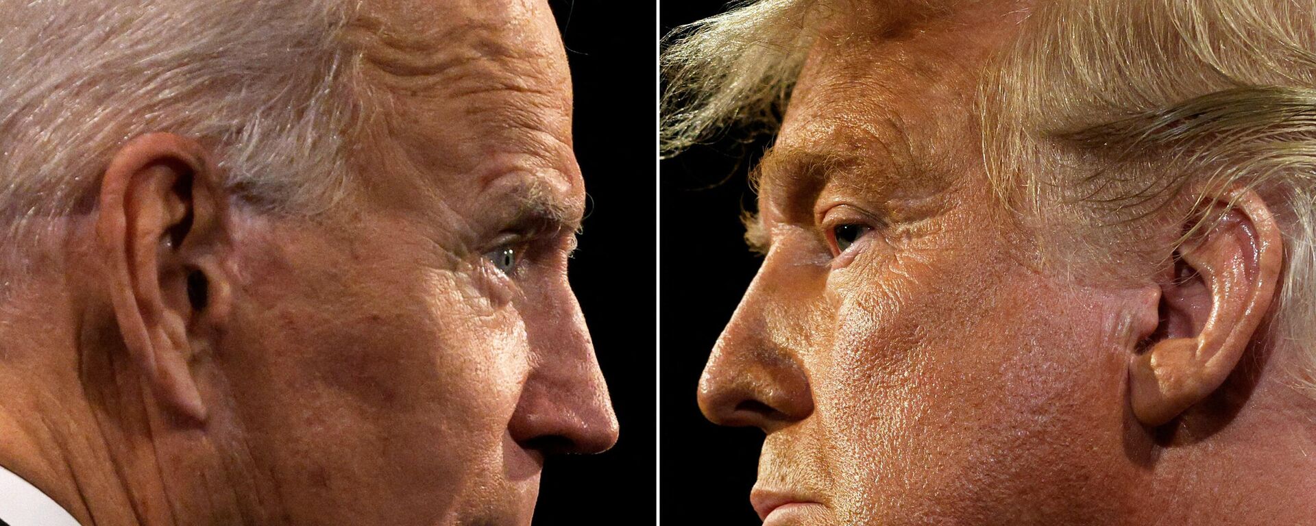 (COMBO) This combination of pictures created on October 22, 2020 shows US President Donald Trump (R) and Democratic Presidential candidate and former US Vice President Joe Biden during the final presidential debate at Belmont University in Nashville, Tennessee, on October 22, 2020 - Sputnik International, 1920, 23.12.2021