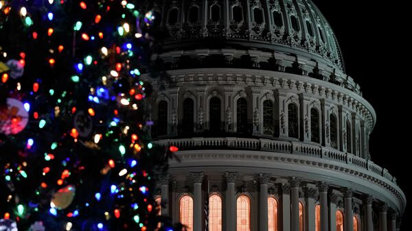 The dome of the U.S. Capitol is seen behind the Capitol Christmas tree on Capitol Hill in Washington, U.S., December 1, 2021. - Sputnik International