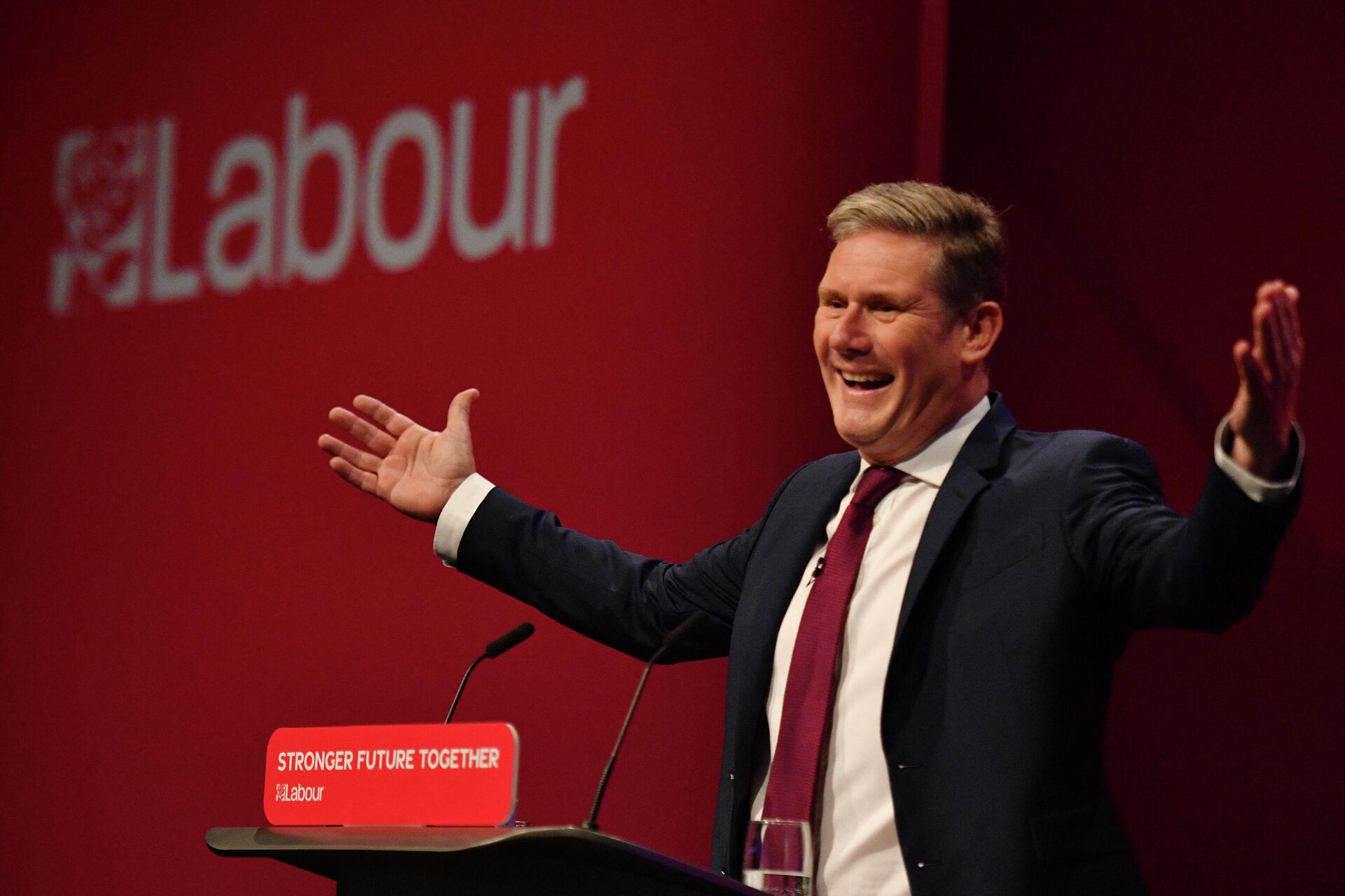 Labour leader Keir Starmer gives his keynote speech on the final day of the annual Labour Party conference in Brighton, on the south coast of England on September 29, 2021.  - Sputnik International, 1920, 13.12.2021