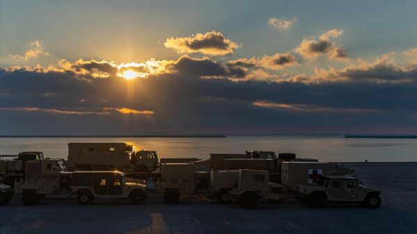 US military equipment at Greek port of Alexandroupoli.  - Sputnik International