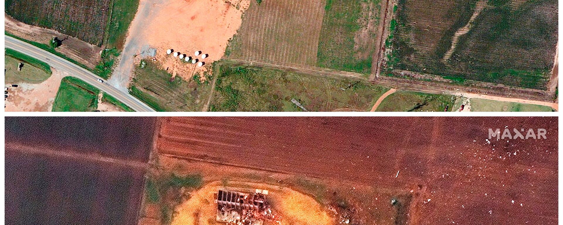 Фотографии ферм до и после прохождения торнадо по территории штата Арканзас в США  - Sputnik International, 1920, 13.12.2021