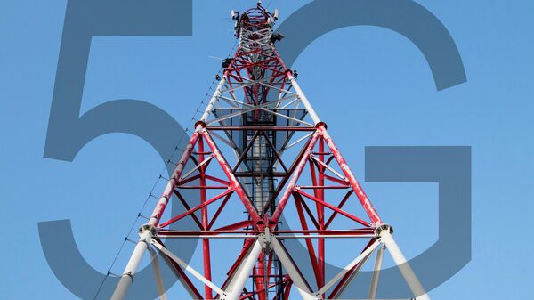 Cell tower and transparent 5G text - Sputnik International