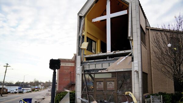 A church is seen missing its facade after a devastating outbreak of tornadoes ripped through several U.S. states, in Mayfield, Kentucky, U.S., December 11, 2021 - Sputnik International