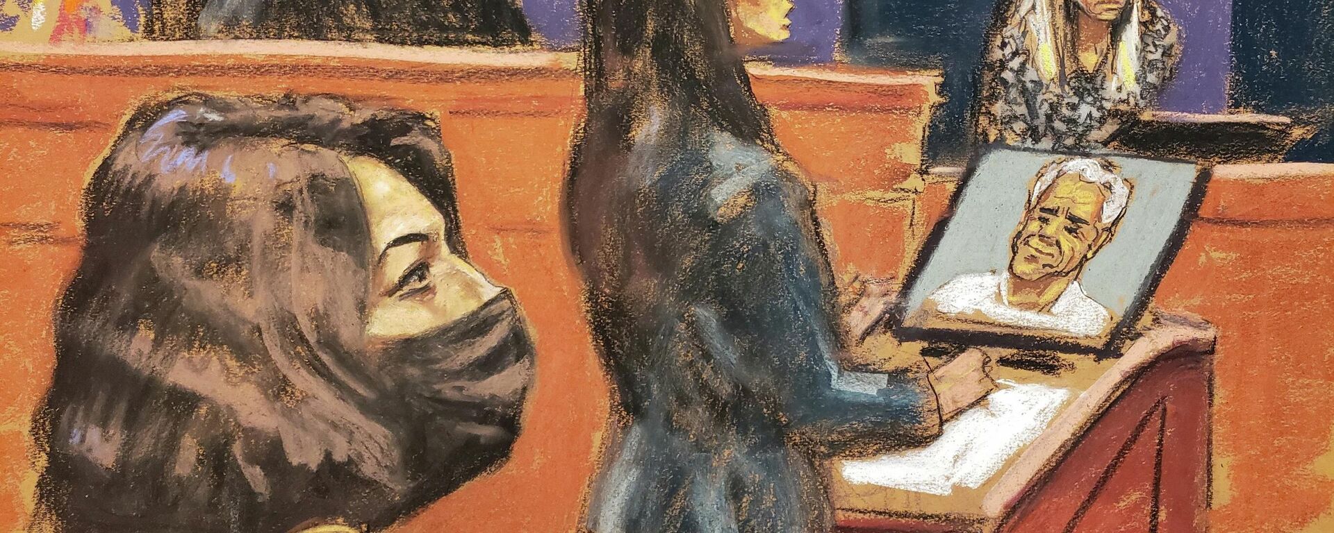 Witness Annie Farmer is questioned by prosecutor Lara Pomerantz during the trial of Ghislaine Maxwell, the Jeffrey Epstein associate accused of sex trafficking, in a courtroom sketch in New York City, U.S., December 10, 2021 - Sputnik International, 1920, 10.01.2022