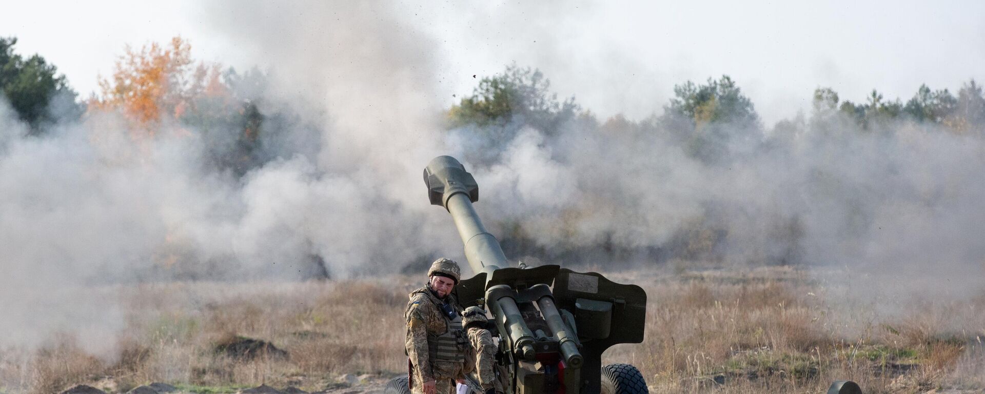 Ukrainian servicemen fire from a 152-mm D-20 howitzer cannon at an artillery range in the village of Devichki, Kiev region. - Sputnik International, 1920, 14.12.2021