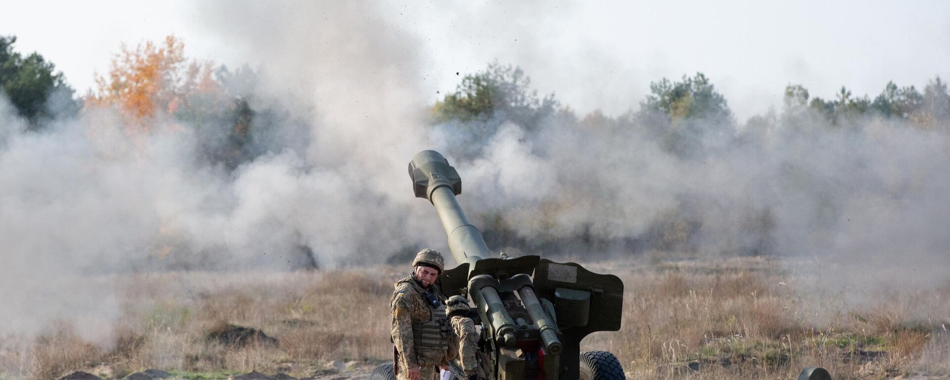 Ukrainian servicemen fire from a 152-mm D-20 howitzer cannon at an artillery range in the village of Devichki, Kiev region. - Sputnik International, 1920, 30.12.2021