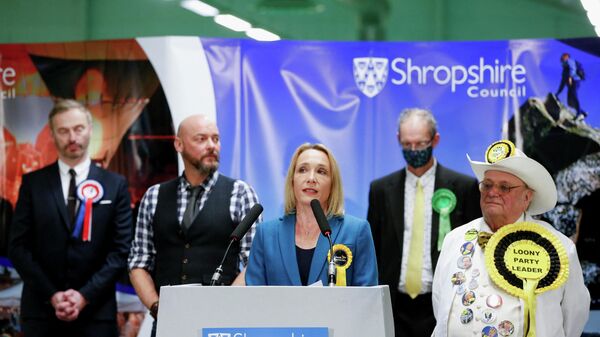 Liberal Democrat candidate Helen Morgan speaks after winning the North Shropshire parliamentary seat, in Shrewsbury, Britain December 17, 2021 - Sputnik International